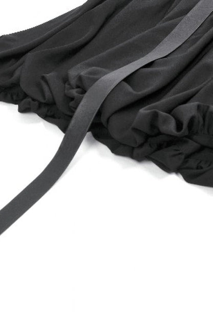 Black Bat Wing Buckled Women's Gothic Suspender Dress Graduation Dress with Tail