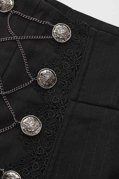 Black Double-breasted Chain Cross Embroidery Ouji Vintage Elegant Prince Gorgeous Lolita Pants