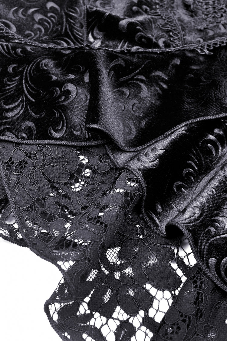 Black Jacquard Lace Lace-Up Women's Gothic Dovetail Wrap Skirt