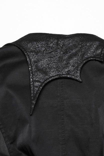 Black Bat Collar Sleeveless Asymmetric Women's Gothic Vest