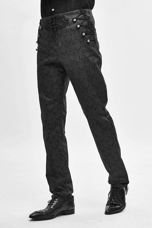 Black Party Up Fancy Patterned Gothic Mens Pants