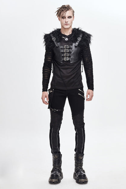 Black Lace-Up Mens Steampunk Vest