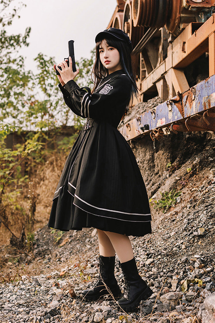 Black Military Style Loyalist Chariot Gothic Lolita Dress
