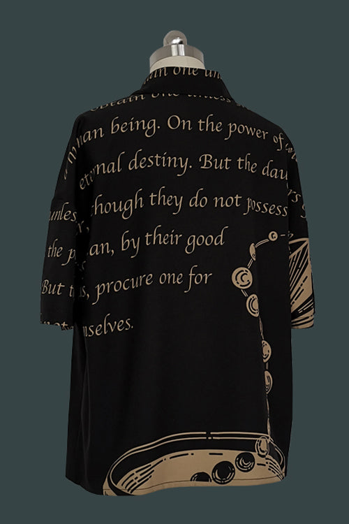Black Handsome Little Prince Print Loose Short Sleeves Ouji Lolita Blouse