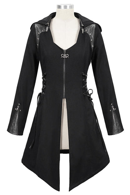 Black Hat Removable Slim Long Womens Gothic Coat