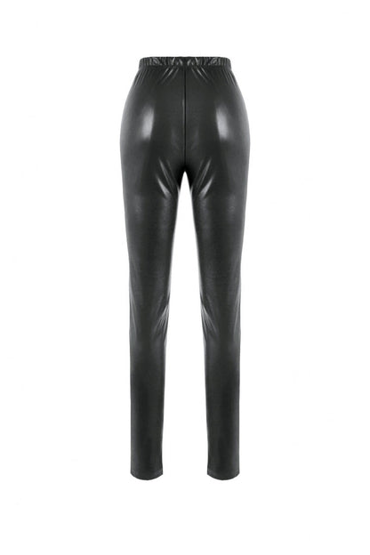 Black Cross Lace-Up PU Sheer Mesh Women's Gothic Punk Pants