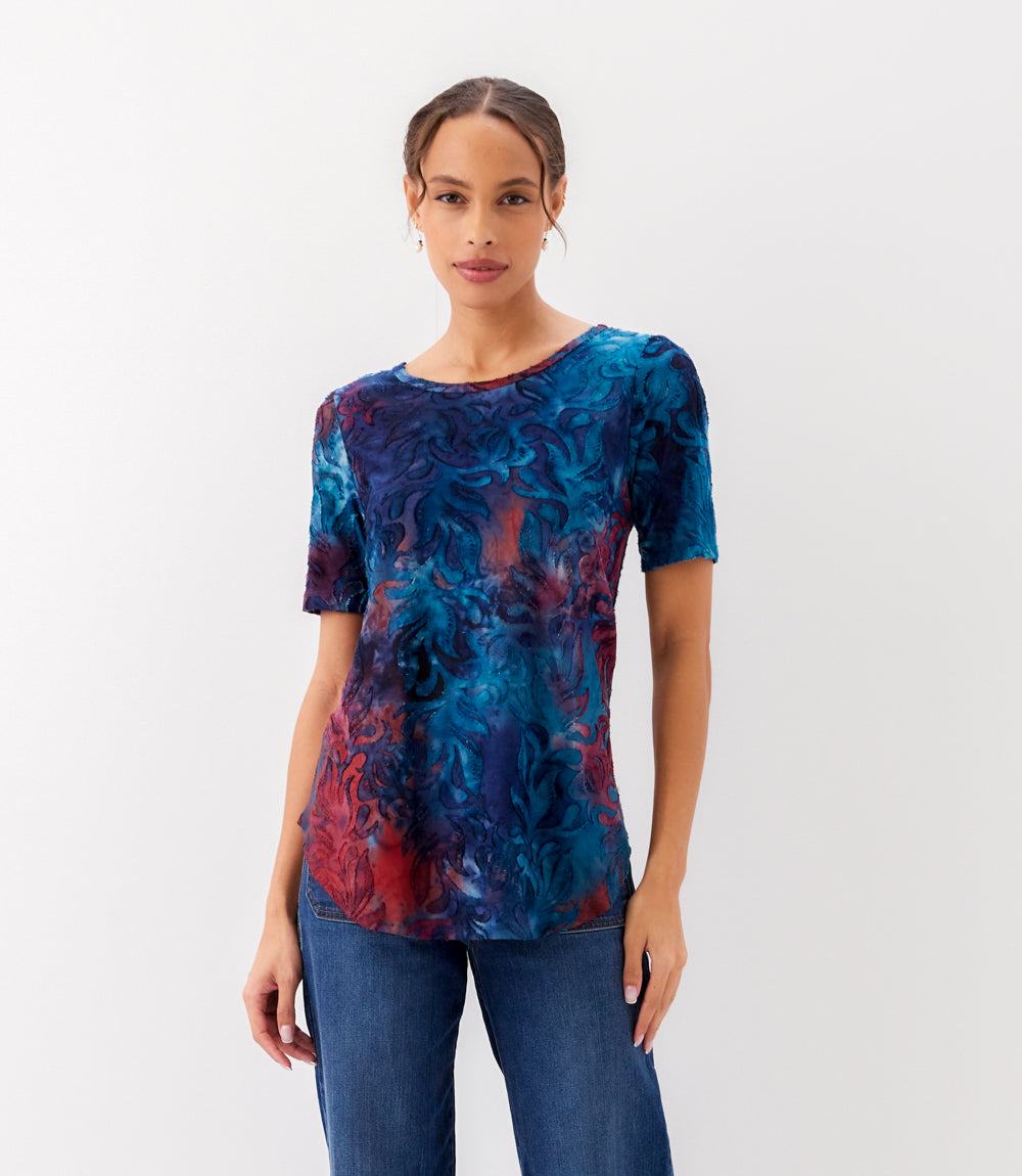 Short Sleeve Burnout Shirttail Top