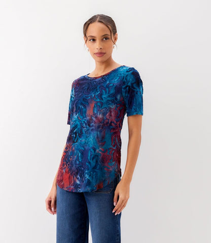 Short Sleeve Burnout Shirttail Top