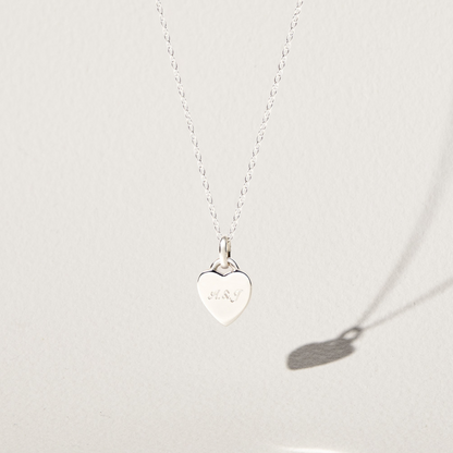 Silver Heart Engraved Necklace