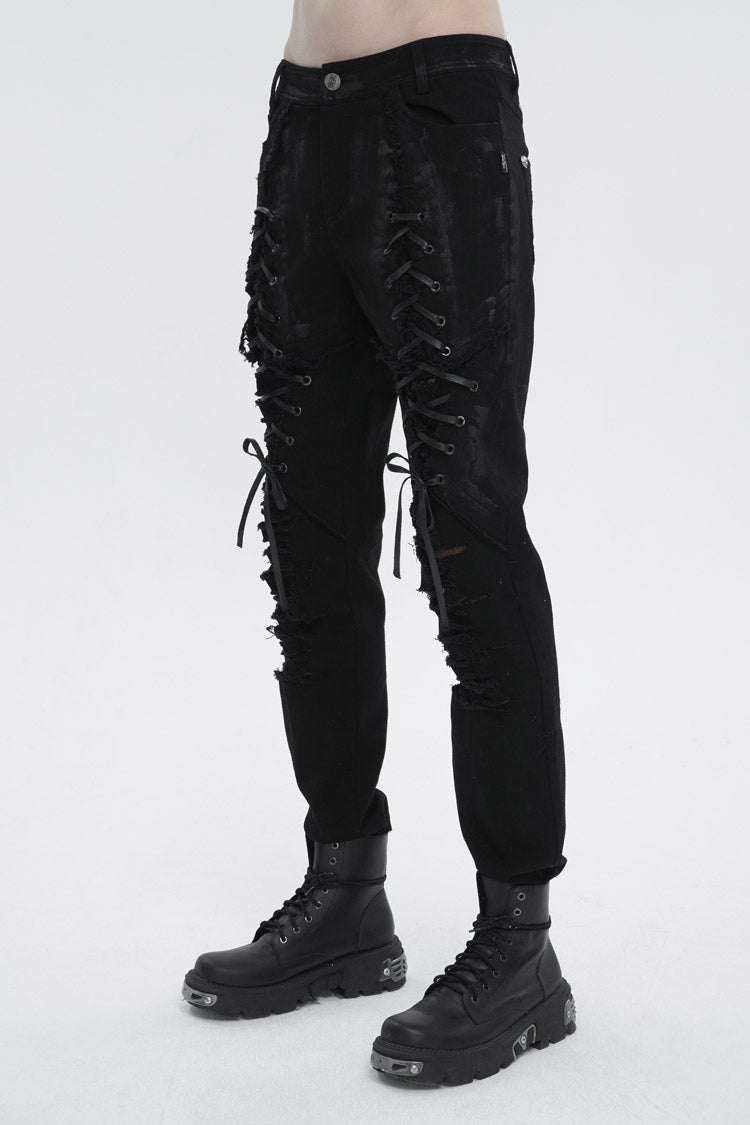Black Personalities Strappy Distressed Men's Punk Pants