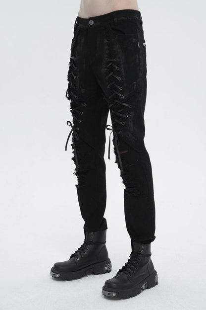 Black Personalities Strappy Distressed Men's Punk Pants
