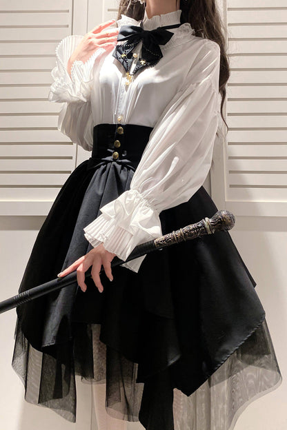 Black Irregular Mesh Gothic Japanese Lolita Skirt
