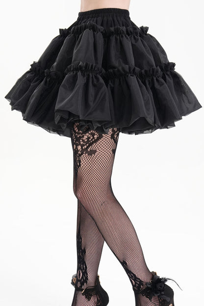 Black Bubble Ruffle Mesh Women's Gothic Skirt