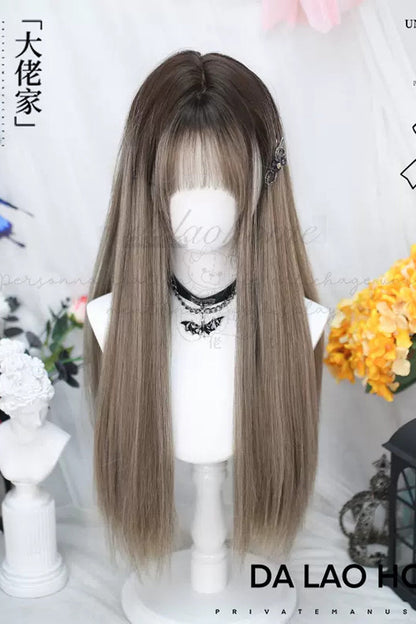 Beige/Gray Gradient Long Straight Sweet Lolita Wigs