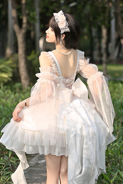 Apricot The Moon Goddess's Song Multi-layer Ruffle Lace-Up Sweet Elegant Lolita Jsk Dress