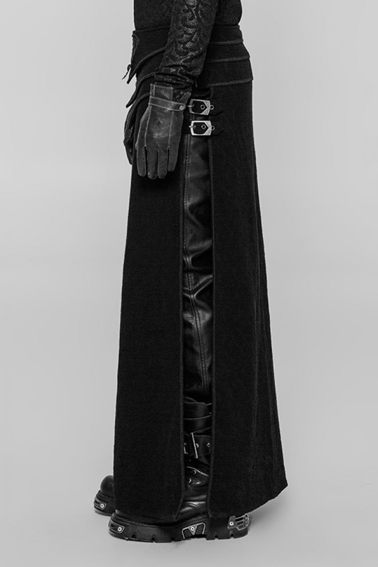 Black Jacquard Embroidery Metal Buckle Men's Steampunk Vintage Skirt