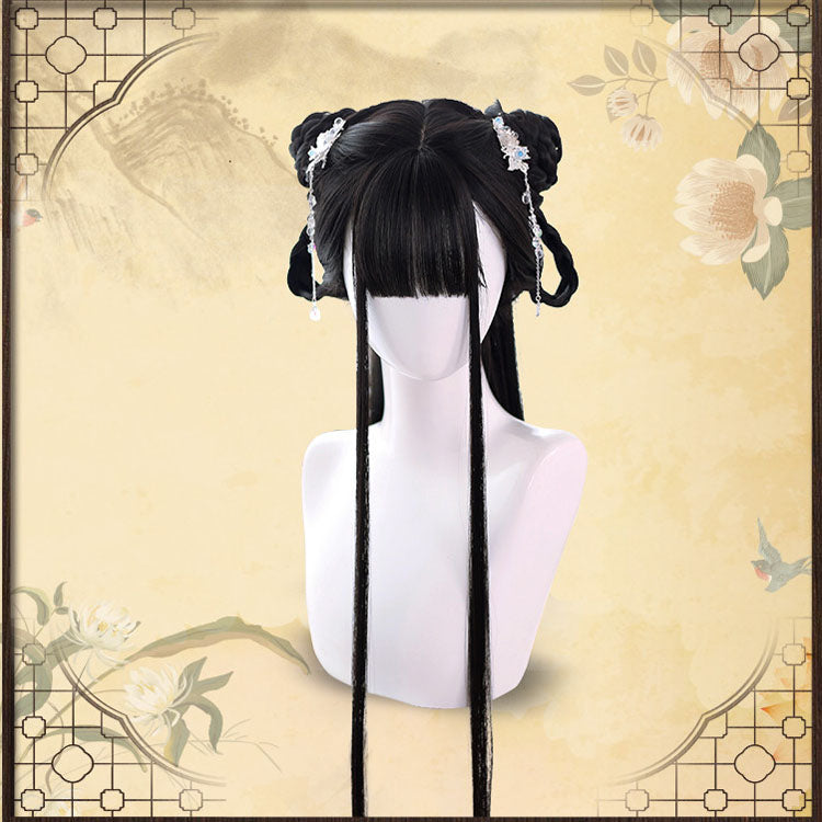 Black Natural Chinoiserie Long Straight Lolita Classic Wigs