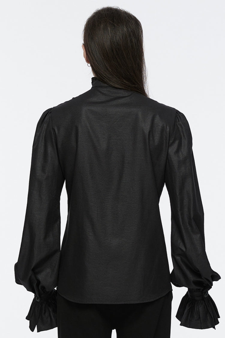Black Long Puff Sleeves Lace Men's Gothic Blouse