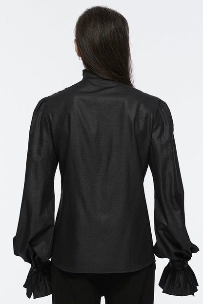 Black Long Puff Sleeves Lace Men's Gothic Blouse