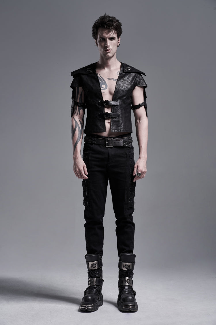Black Multi-layer Stitching Men's Punk Vest