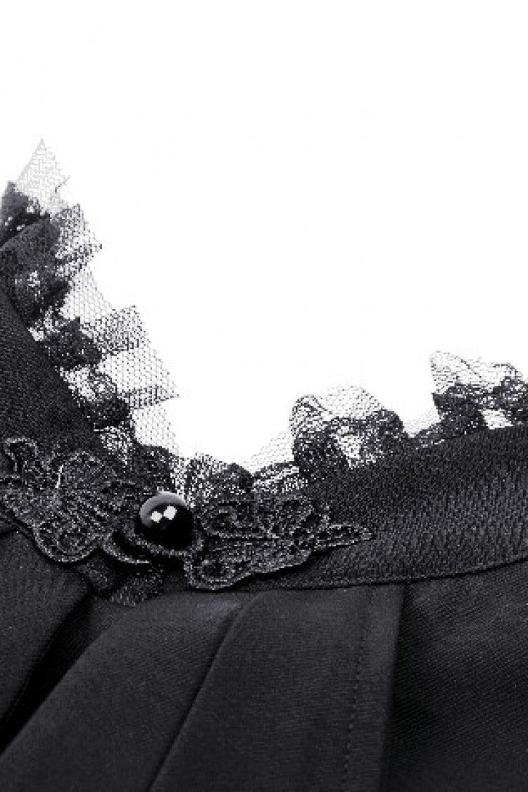 Black Lace Stand Collar Multi-Layered Ruffled Long Flared Sleeves Women's Gothic Blouse