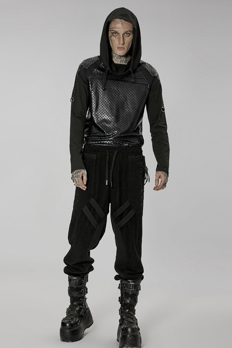 Black Doomsday Metal Stitching Corduroy Men's Steampunk Pants