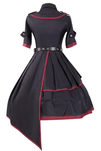 Black Military Style JK Set Irregular Gothic Lolita Dress