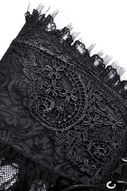 Black Lace-Up Multi-Layered Lace Women's Gothic Fishtail High Low Tunic Skirt