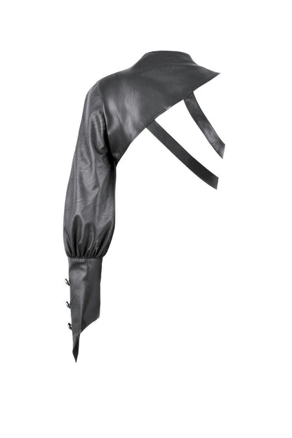 Black Cut-Out Asymmetric Buckled Zippered Women's Punk Cape