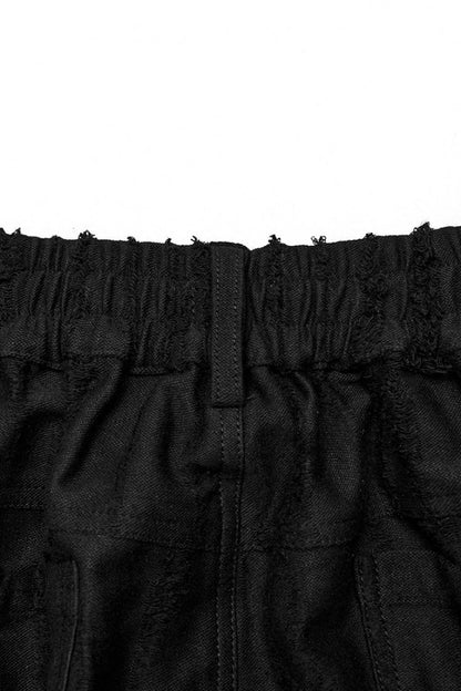 Black Eyelet Pocket Knitted Women's Steampunk Loose Pants
