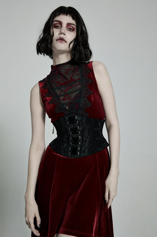 Black Jacquard Lace-Up Slim Women's Corset
