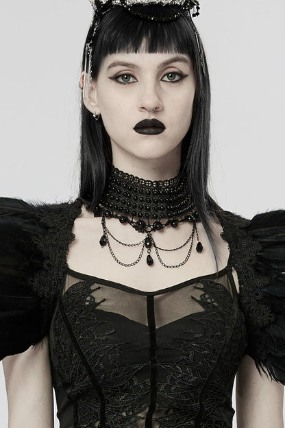 Black Pearl Hollow Lace Women's Gothic Gorgeous Choker
