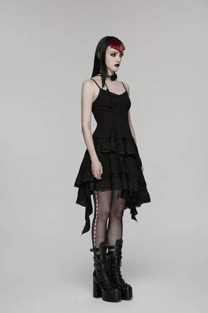 Black Embroidered loral Embroidered Asymmetric Women's Gothic Jsk Dress raduation Dress