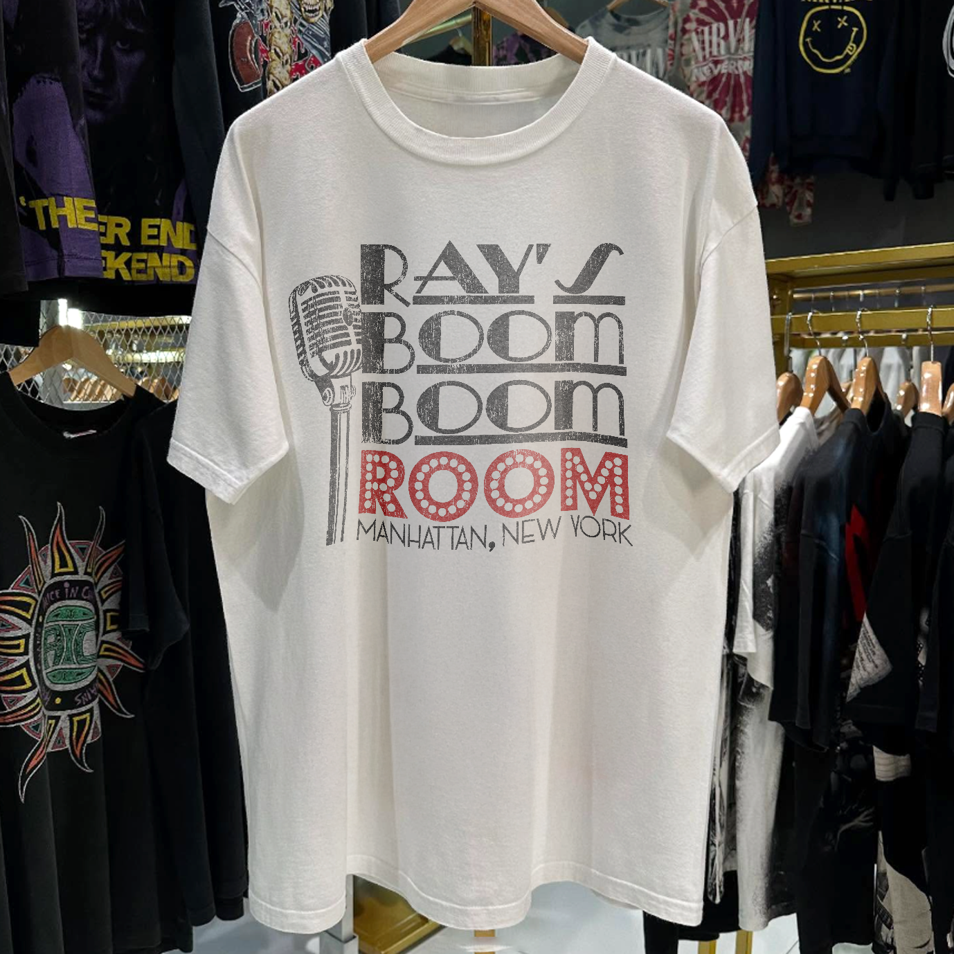 90s Boom Boom Room NY Rare Washed White T-Shirt