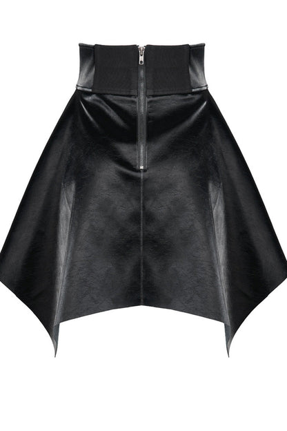 Black Glossy Cortex Waist Seal Square Hem High Waist Women's Gothic Skirt
