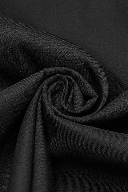 Black Lapel Collar Long Sleeves Faux Leather Stitching Buckle Men's Punk Blouse