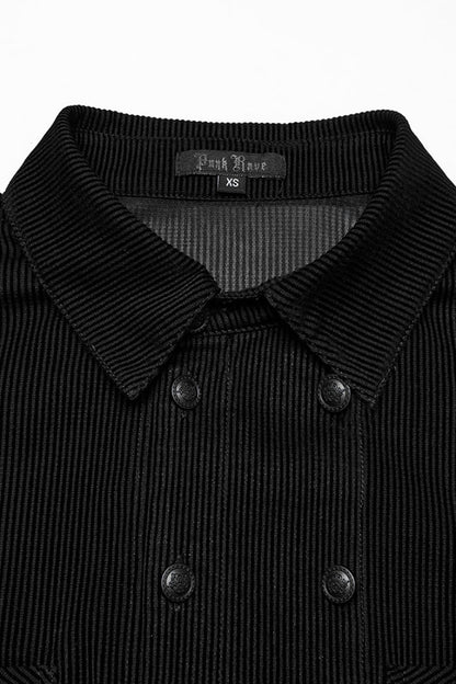 Black Double-breasted Long Puff Sleeves Men's Gothic Blouse