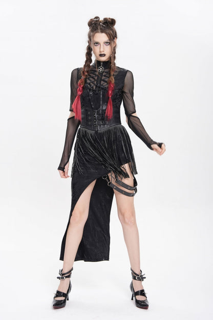 Black Lace Tassels Lace-Up Slim Buckled Women's Gothic Corset