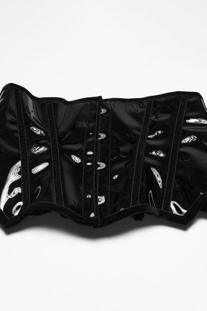 Black Patent Leather Women's Gothic Underbust Corset
