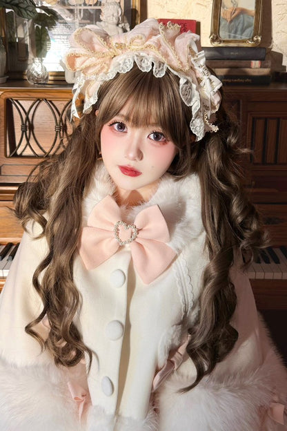 Ash Brown Sweet Lolita Roman Curls with Twin Pigtails Wig Set