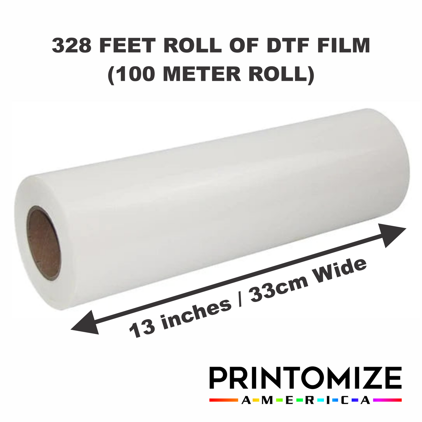 13" (33cm) x 328 Feet Roll Of DTF Film - Double Sided Instant Hot Peel