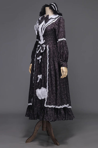 Black Maid Long Sleeves Ruffle Bowknot Sweet Lolita Dress
