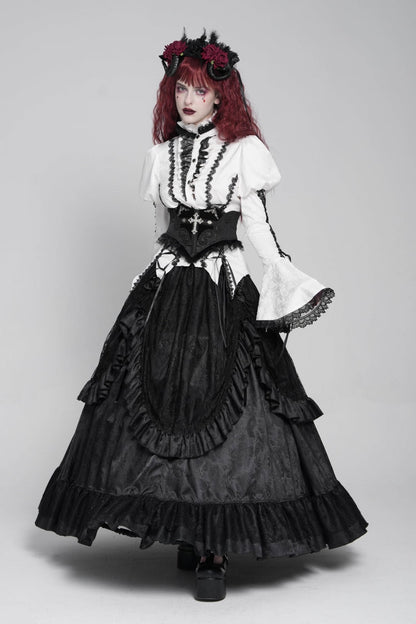Black Lace Lace-Up Cross&Eyes Underbust Slim Women's Gothic Corset