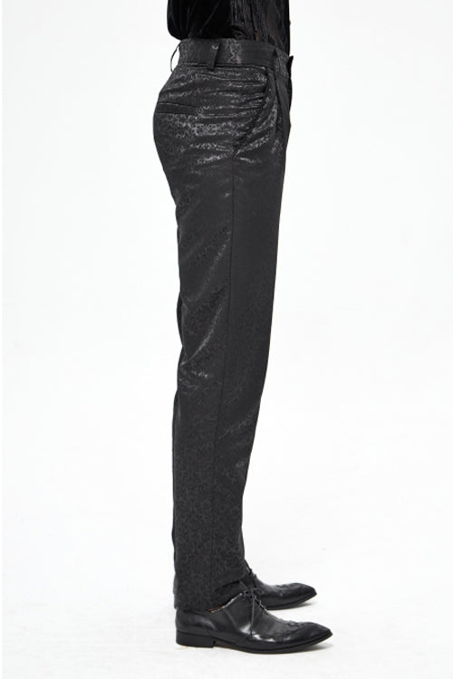 Black Basic Jacquard Diagonal Pocket Three Dimensional Webbing Gothic Mens Pants