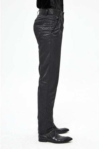 Black Basic Jacquard Diagonal Pocket Three Dimensional Webbing Gothic Mens Pants