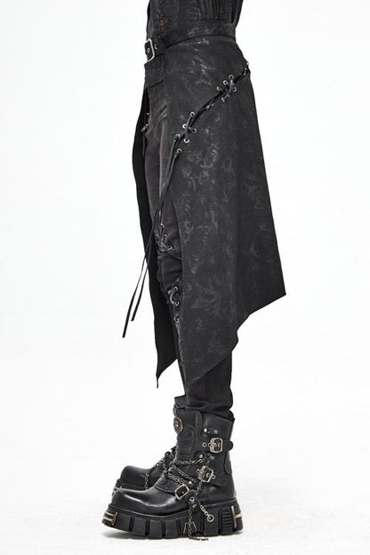 Black Mist Floral Print Mens Punk Short Kilts