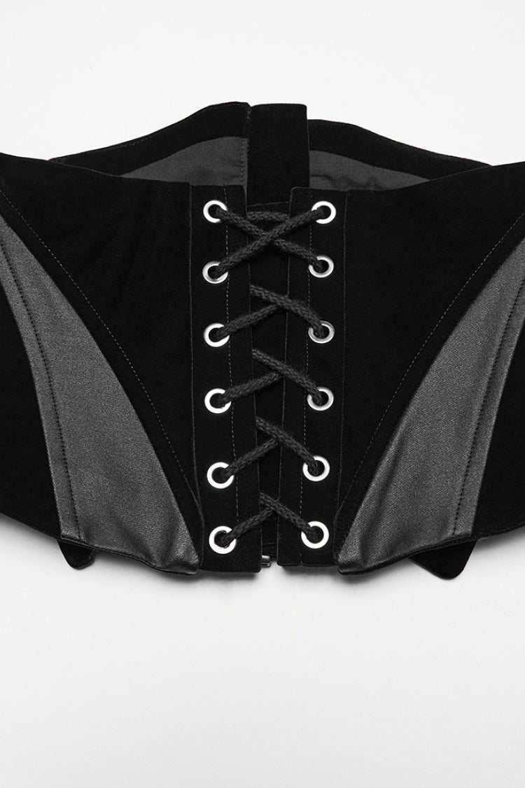 Black Batwing Lace-Up Women's Gothic Underbust Corset