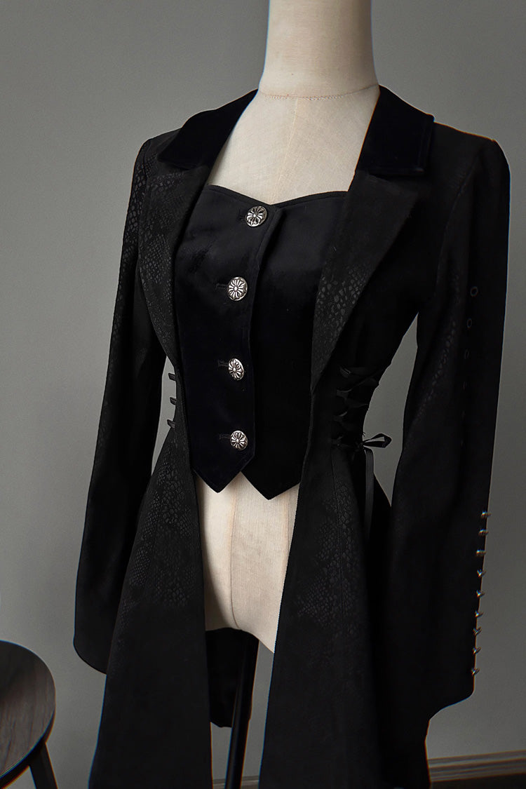 Black Long Sleeves Snake Print Ouji Fashion Gothic Lolita Coat