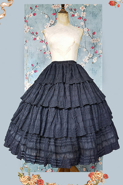 Black Forest Multi-layer Ruffle Classic Gothic Lolita Skirt Set