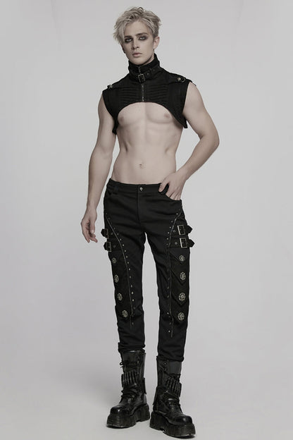 Black Buckle Skull Men's Punk Pants